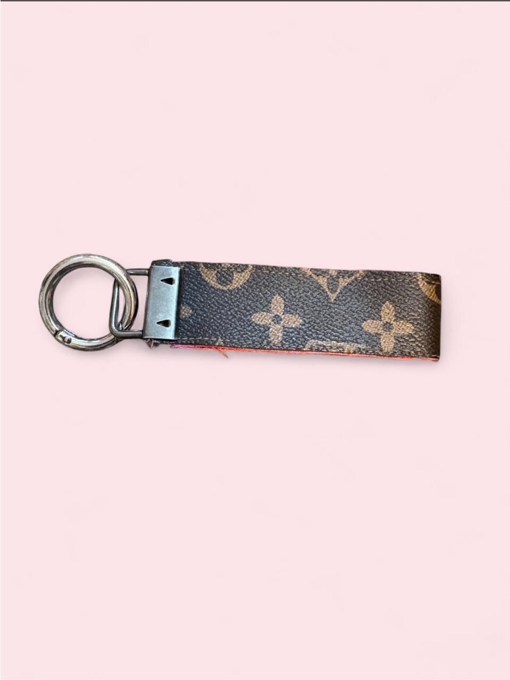 Monogram Pattern Leather Key Fob - Brown - Picture 2 of 3